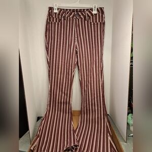 Rock & Roll Denim Stripe Flare Jeans High-Rise Stretch 90s sz 30x32